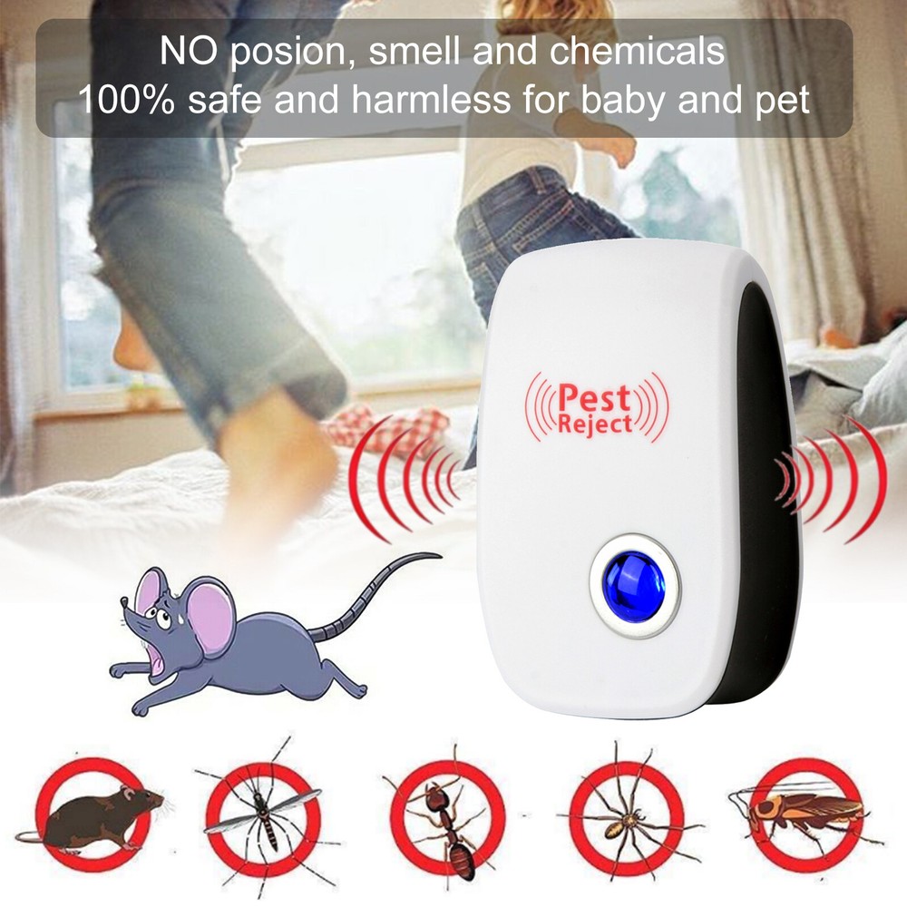 6 Pack Electronic Pest Reject Control Ultrasonic Repeller Bug Rat Spider Roaches
