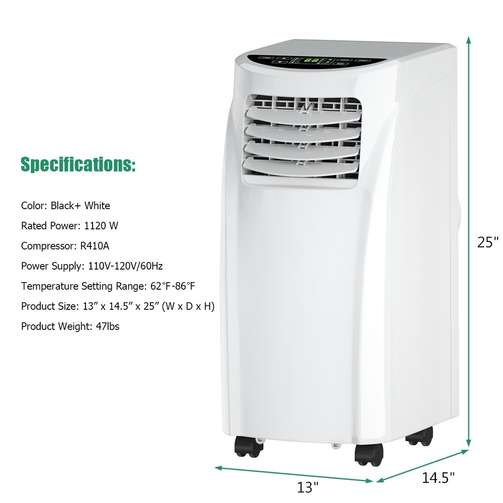 8,000 BTU Portable Air Conditioner & Dehumidifier Function Remote w/Window Kit