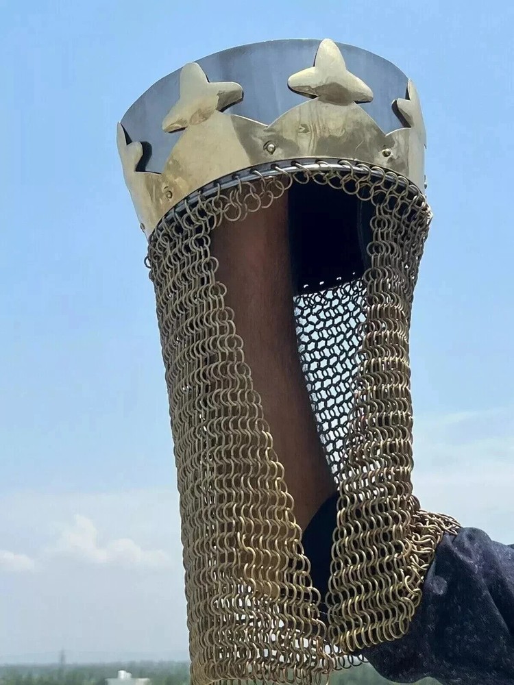 Monty Python King Arthur Helmet Medieval Knight Armor with Chainmail and Crown