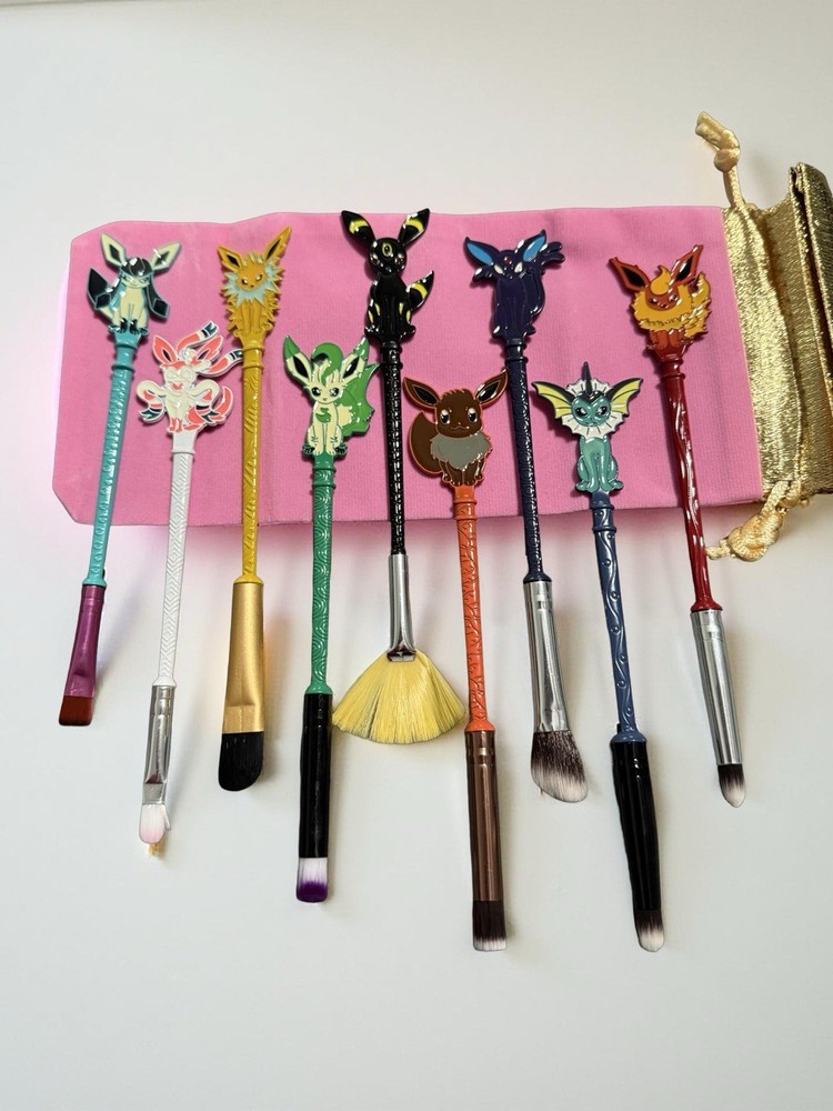 New Pokemon Makeup Brush Set Evee Evolution Cosmetics Accessories