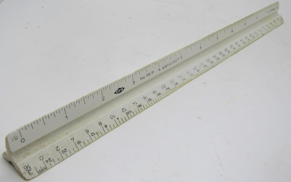 Alvin No. 110P Precise Triangle Architect Drafting Scale Ruler West Germany 12".