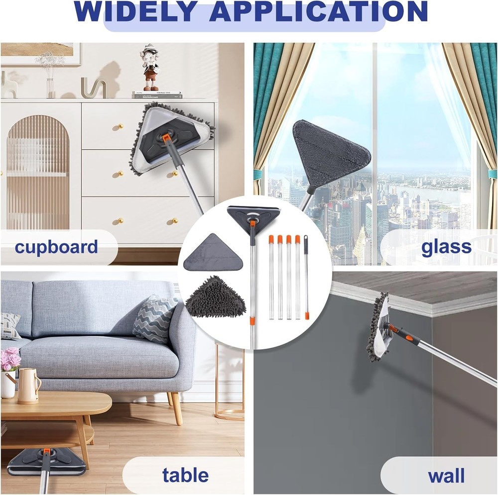 Versatile Wall Mop with Adjustable 79-Inch Handle for Easy High Cleaning