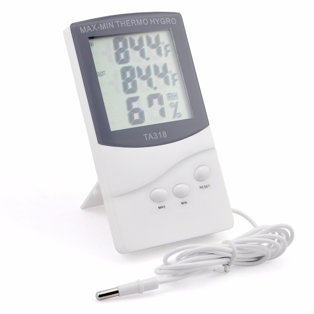 Digital Thermometer Hygrometer LCD Indoor Outdoor Dual Sensor MAX MIN Memory Pro