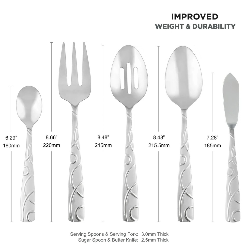 45-Piece Stainless Steel Flatware Set & Hostess Set, Silver, Service for 8