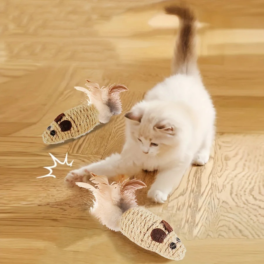 Sisal False Mouse Cat Toy Mouse Teasing Bite Resistance Stuffed Toy Interactive