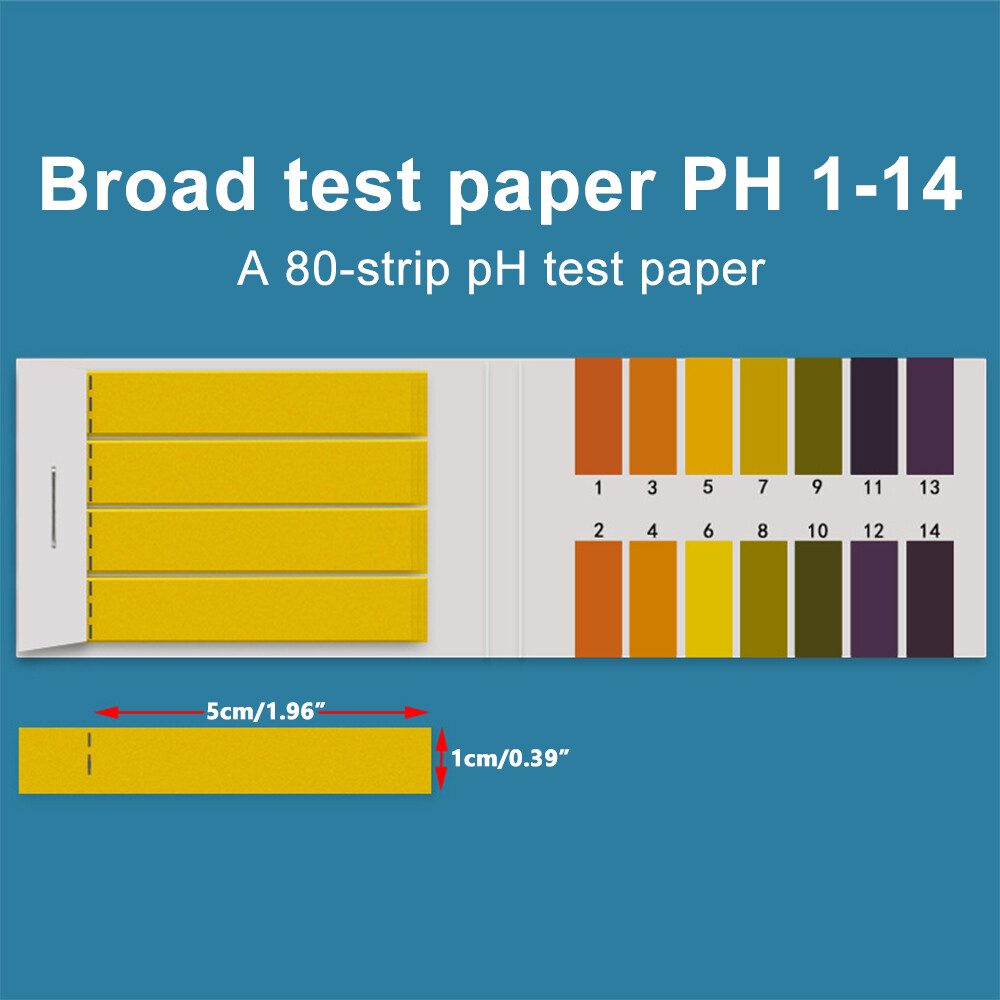 Full Range 1-14 pH Litmus Test Paper 80 Strips Acid Alkaline Indicator