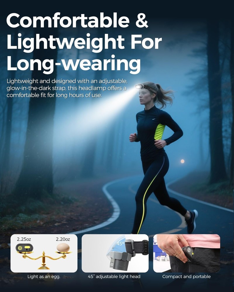 Rechargeable LED Headlight,2 Pack Headlamp with Motion Sensor, 8 Light Modes,...