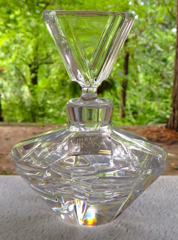 Mikasa Crystal Perfume Bottle Bottle Mint with Label
