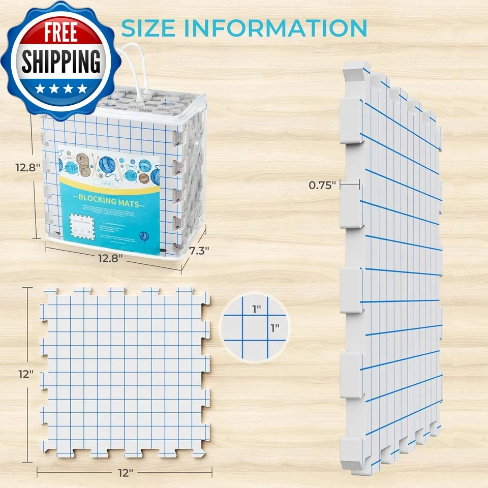 Blocking Mats for Knitting, Extra Thick Knitting Blocking Mat with Grid Lines, 9