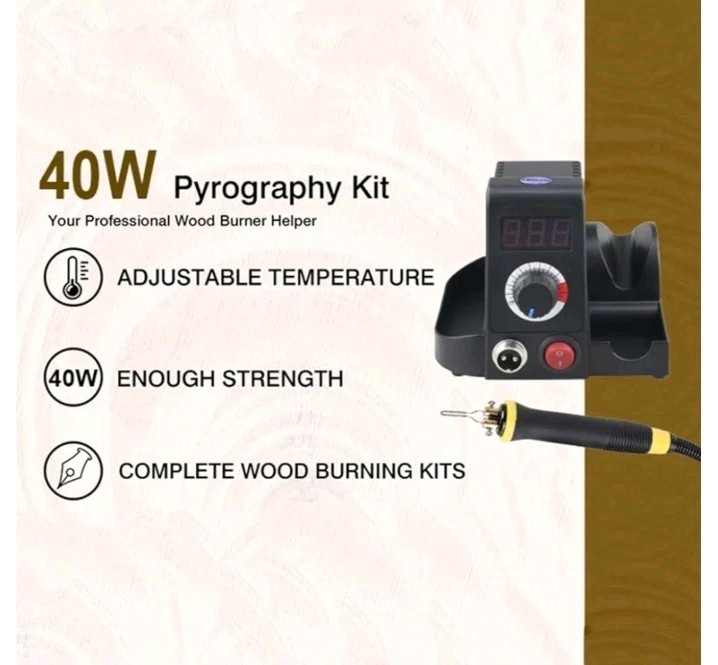 40W Professional Wood Burning Kit, Wire Nibs Solid Tips Temperature...