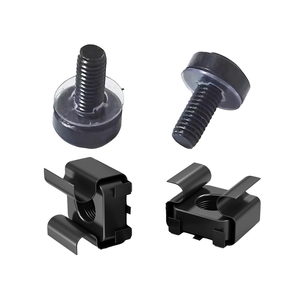 25 Pack M6 x 16 mm Rack Mount Cage Nuts Screws Washers Server Cabinet Black