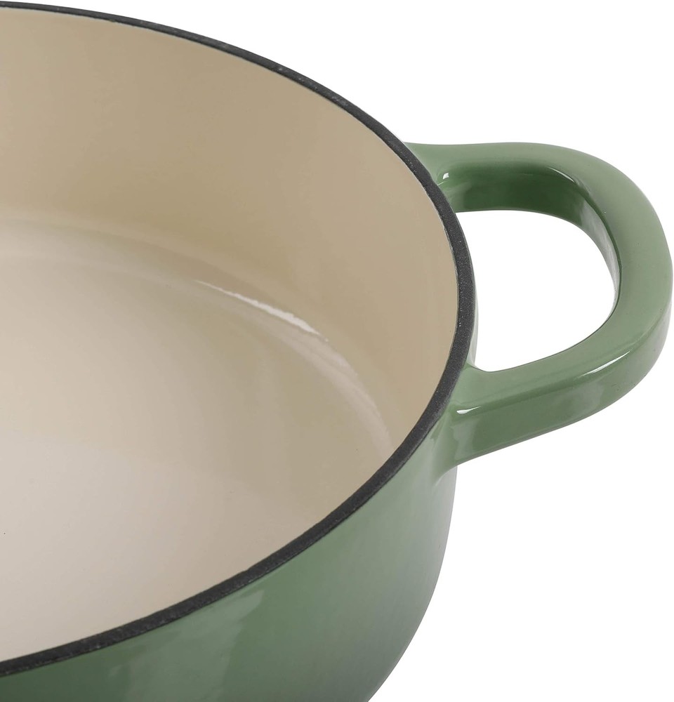 Pot Enameled Cast Iron Braiser W/ Lid 5-Quart Durable Cookware Kitchen