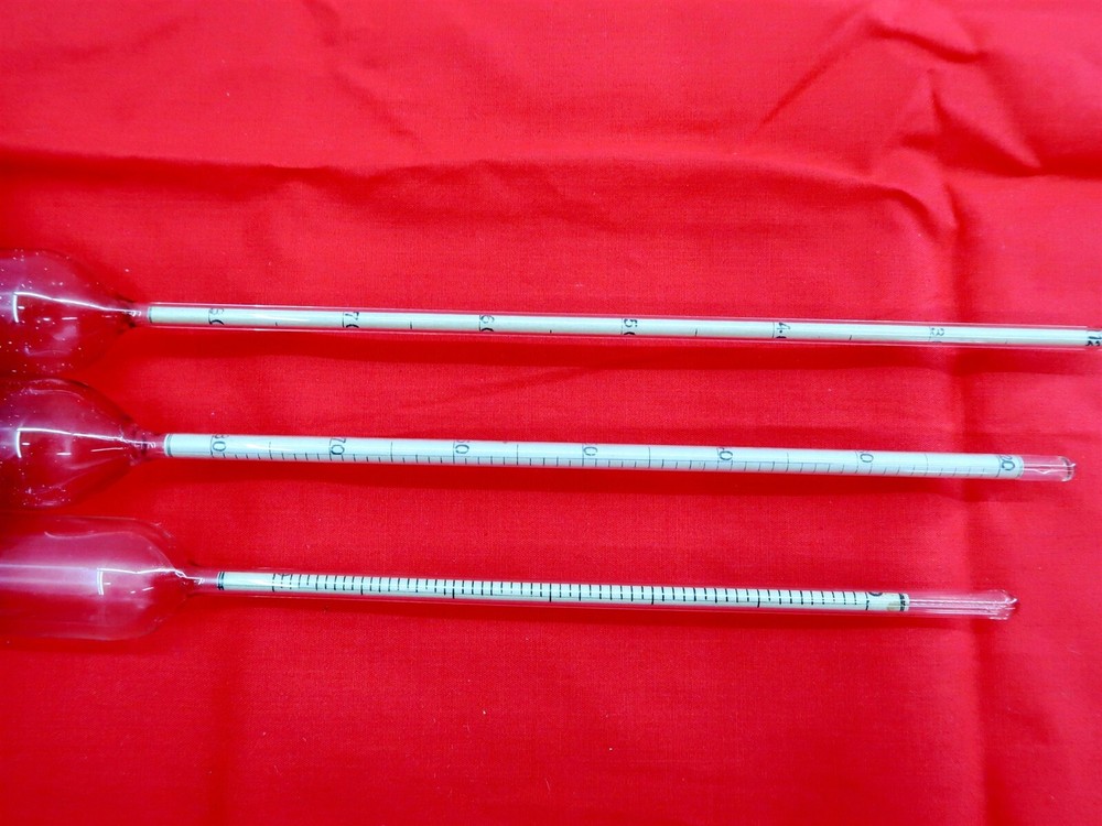 x3 Vintage Specific Gravity Scale Hydrometers Temp 60 Degree 11.5", 12" & 13"