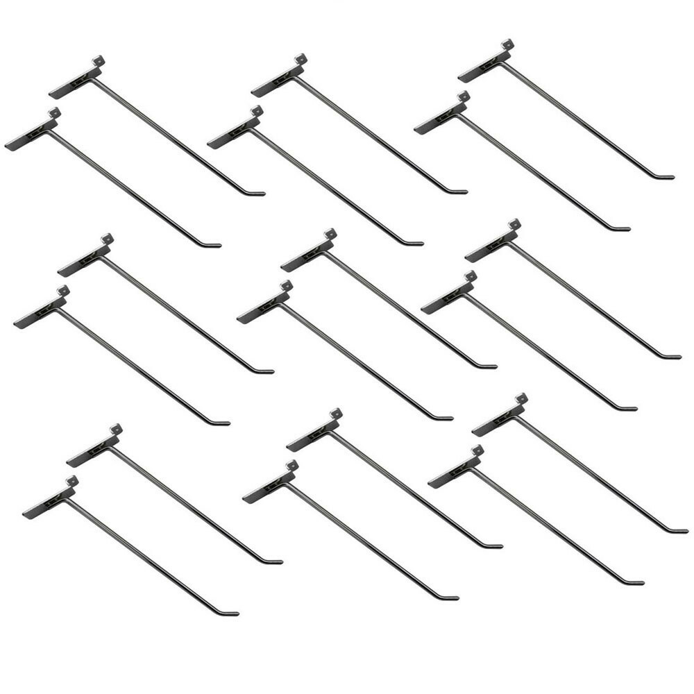 10" Slatwall Hooks,Chrome,Hanger Display,Display Panel Hooks Wire Metal 24Pc Set