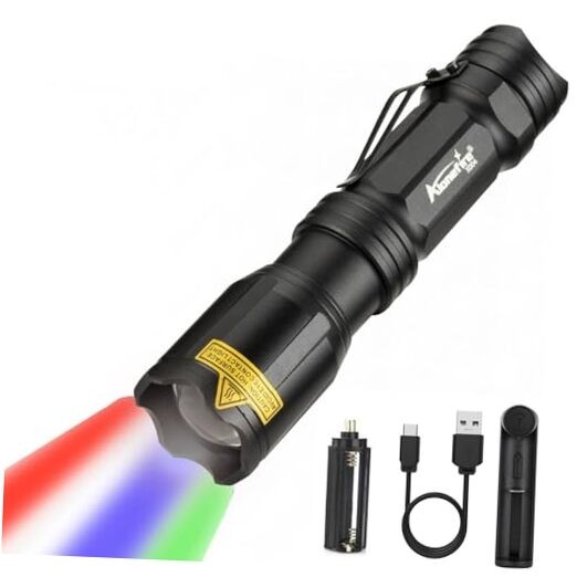 X004 Multicolor Flashlight Red Light Green Light USB Rechargeable Blue Light