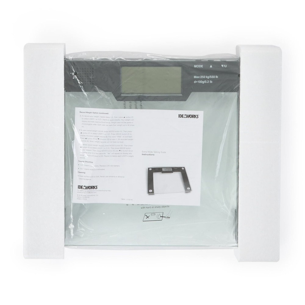 Ideaworks Extra Wide Talking Scale Voice & Digital Display Bathroom Scale