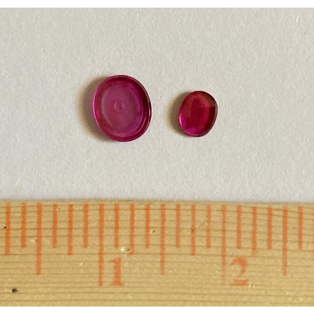 Antique Faceted Ruby Stone Pair