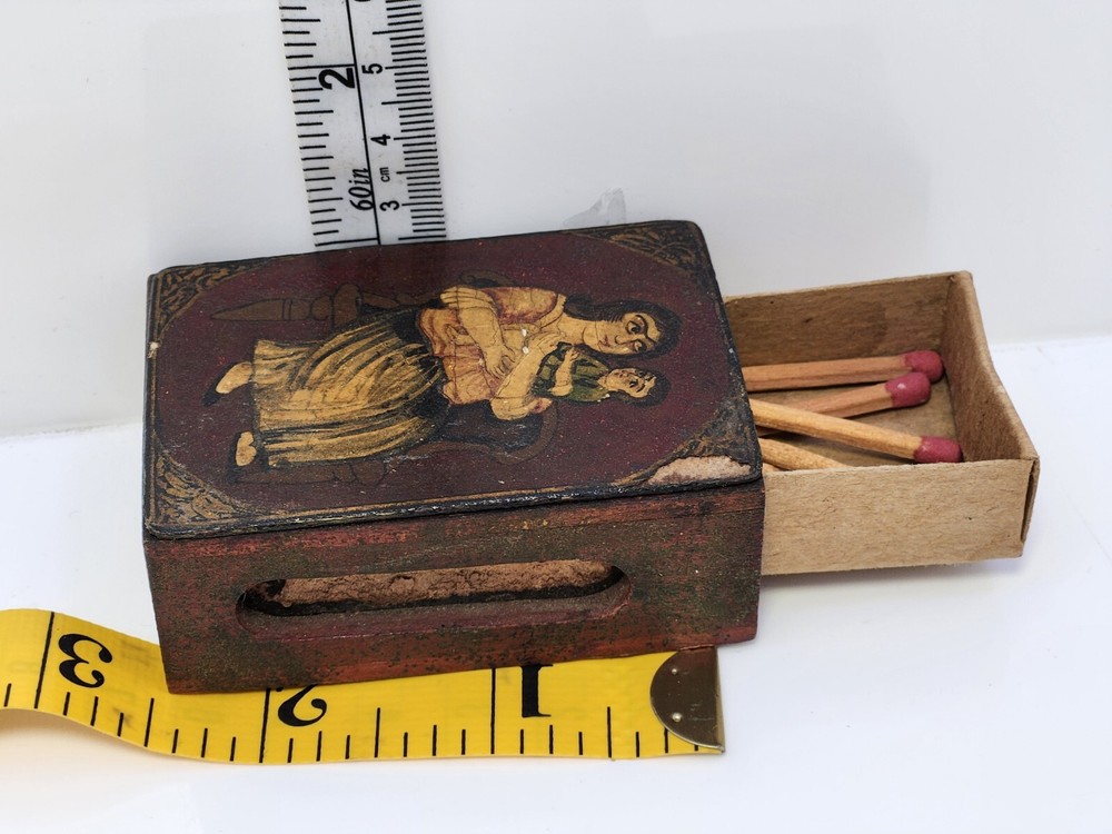 vintage matches wood box