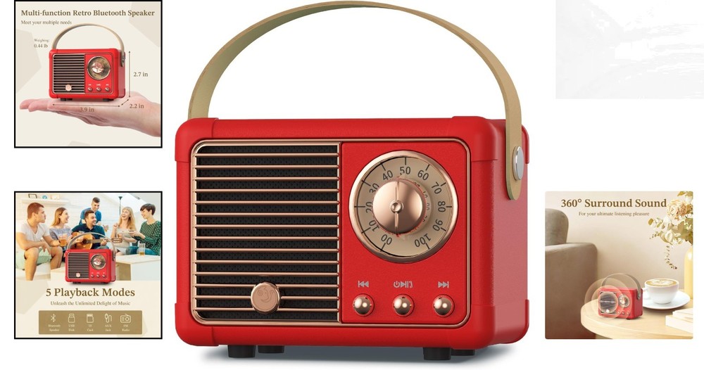 Portable Retro Bluetooth Speaker with 7-Hour Battery – Mini Wireless Delight