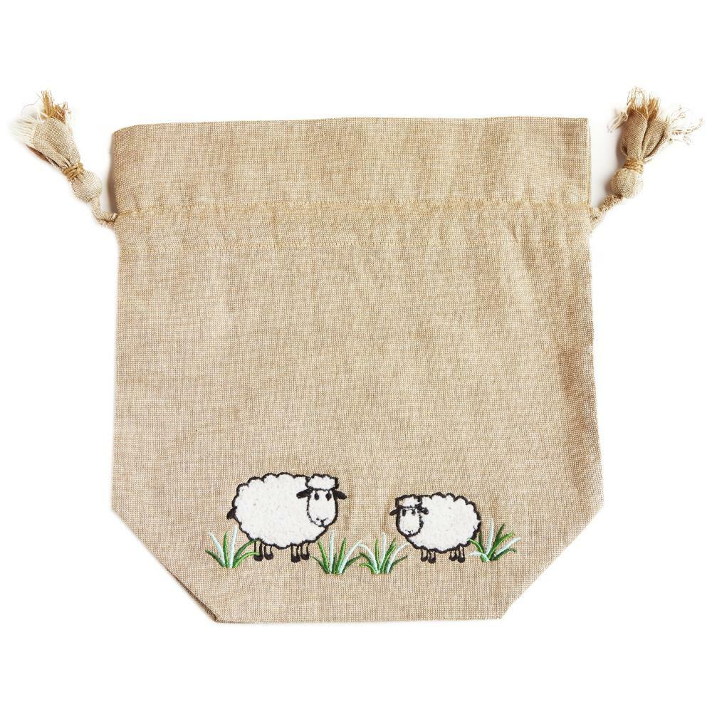 Lantern Moon White Sheep Meadow Drawstring Bag