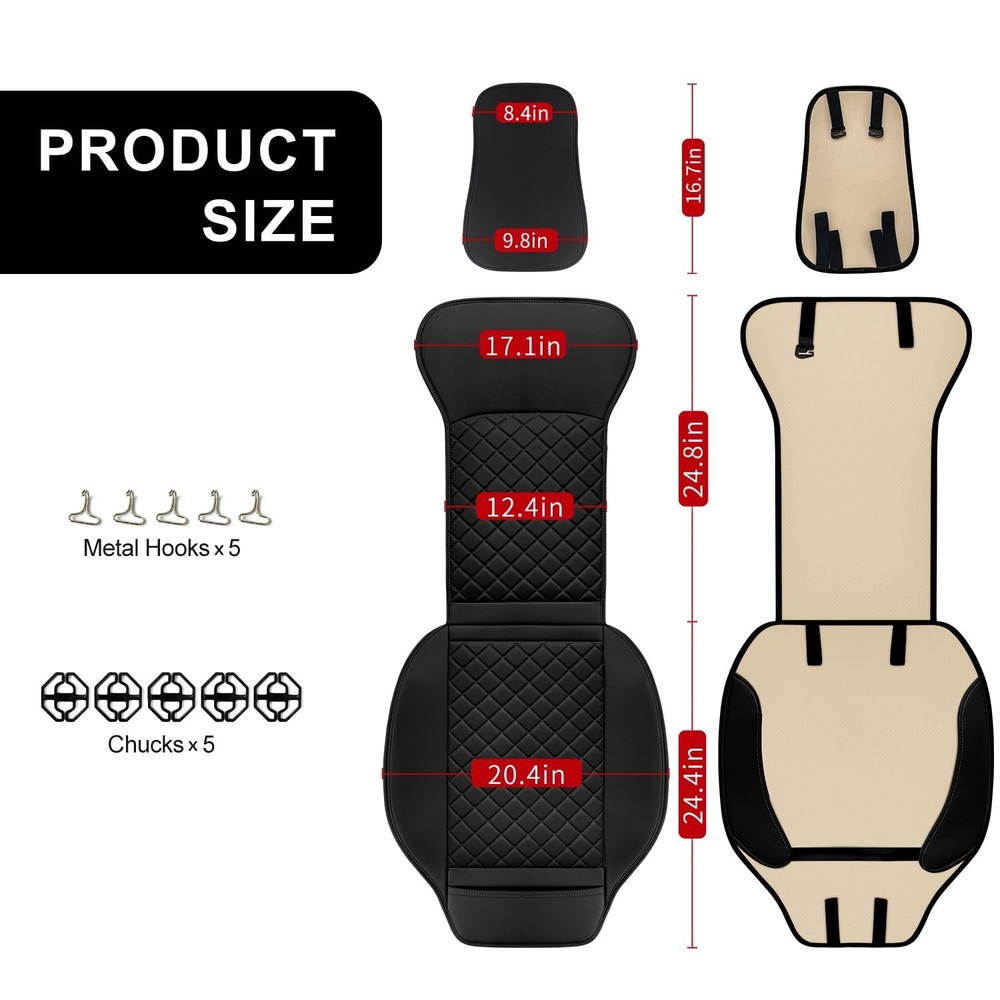BEITK 2 Pack Leather Front Seat Covers, Universal Sideless Car Seat Protector...