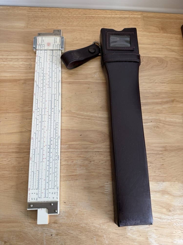 Vintage SLIDE RULE Versalog 1460 Frederick Post 12" + Leather Case