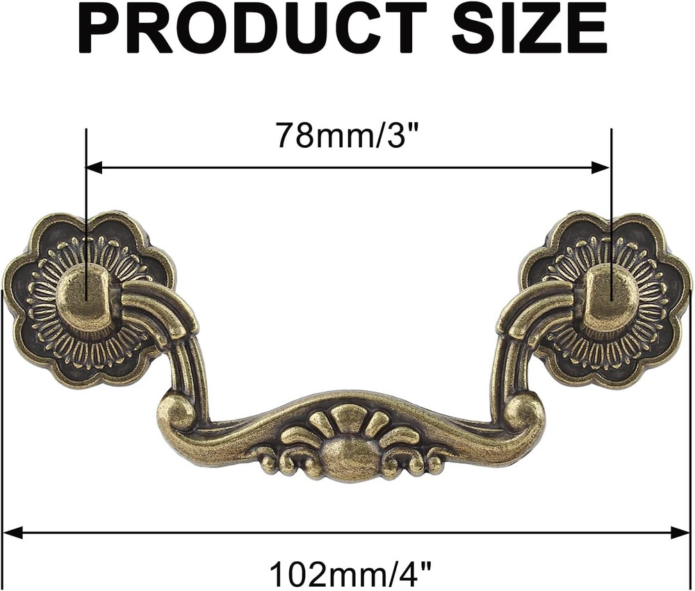 6 Pcs 3 Inch Bail Handle Drop Pulls Vintage Drop Bail Drawer Pulls Antique Bronz