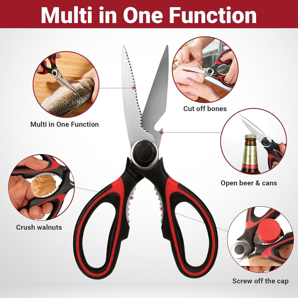 2PCS Heavy Duty Kitchen Scissors Set Seafood Shears w/ Cover