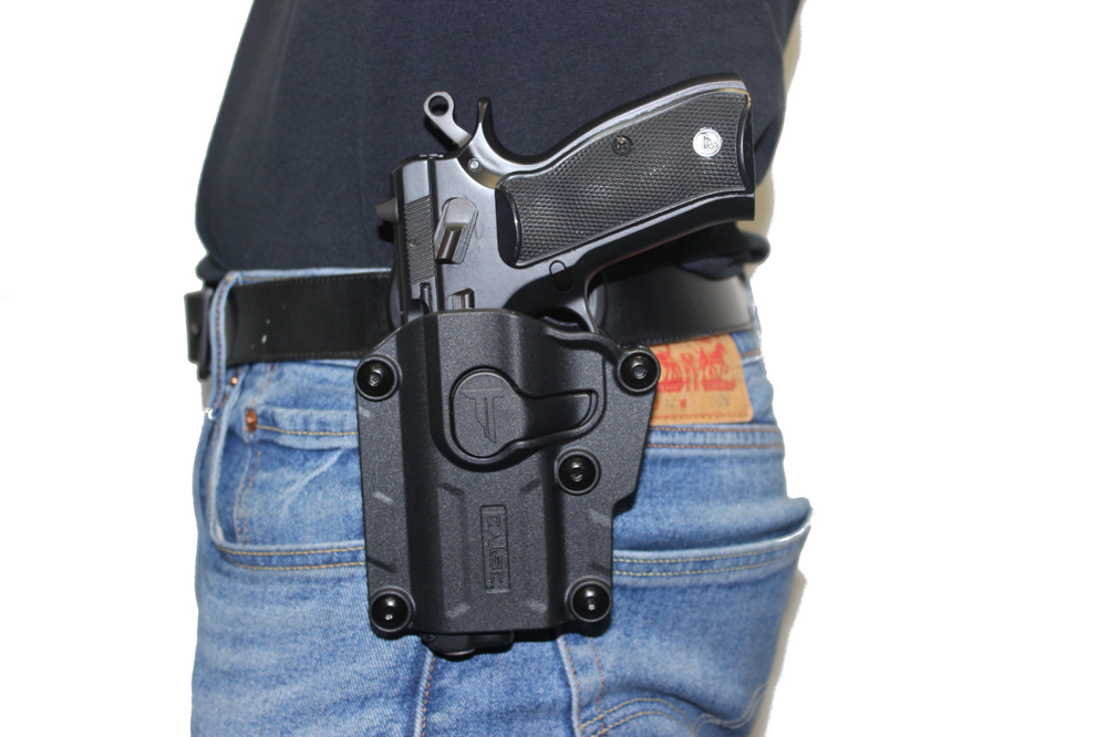 Left Handed Universal Level 2 OWB Gun Paddle Holster w/ Quick Release Button