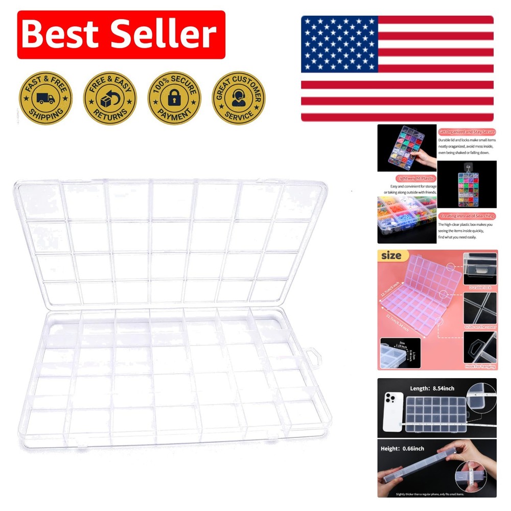 Durable 28-Compartment Bead Storage Box - Lightweight & Stylish Organizer