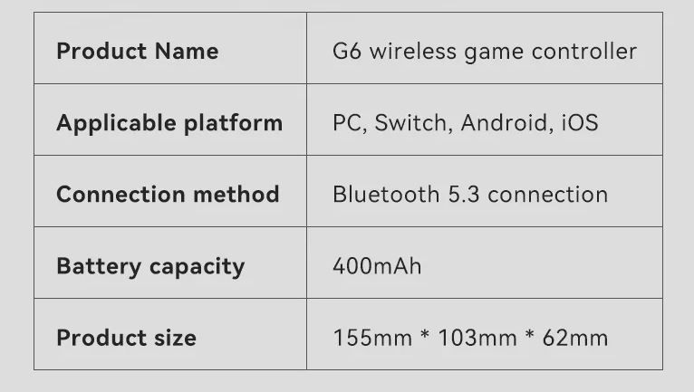 G6 wireless mobile game controller with Hall trigger and Hall joystick support