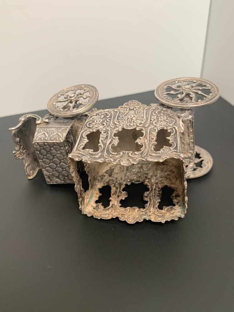 RARE Antique Miniature Rococo Silver Coach