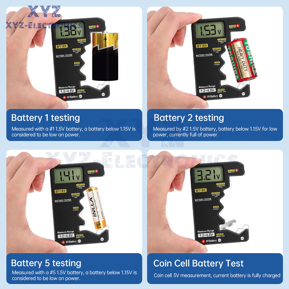 Digital Battery Tester Checker Electricity Indicator Universal AA, AAA 9V Button