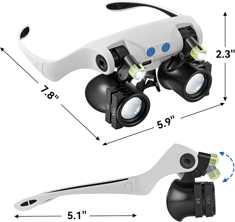 LED Lighted Magnifying Glasses with 14 Interchangeable Lenses for Precision Work
