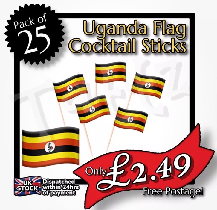 25x Uganda Flag Cocktail Sticks