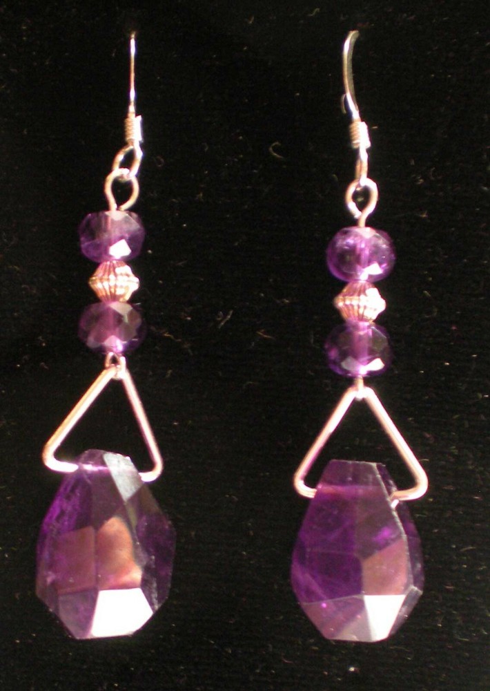 Amethyst Drop Sterling Silver Earrings e161