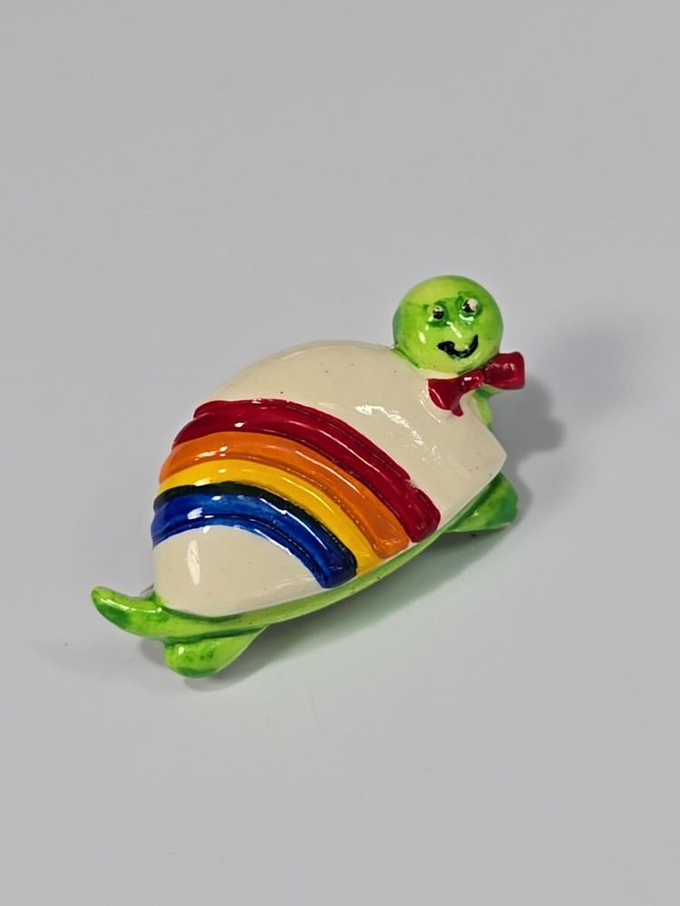 Rainbow Turtle Lapel Pin Hard Plastic