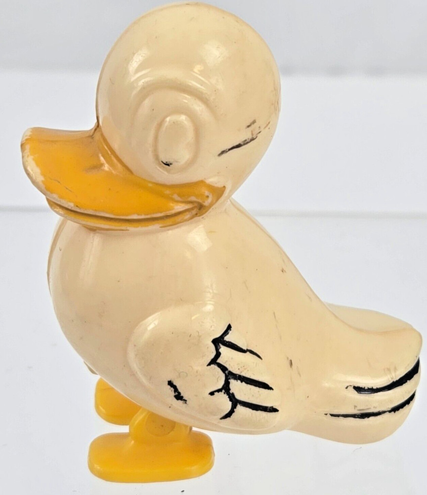 Antique Plastic Self Gravity Walking And Pull Toy Duck 1950's