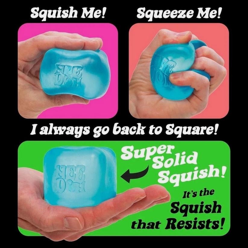 Schylling Needoh Nice Cube Sensory Toy with a Super Solid Squish BLUE