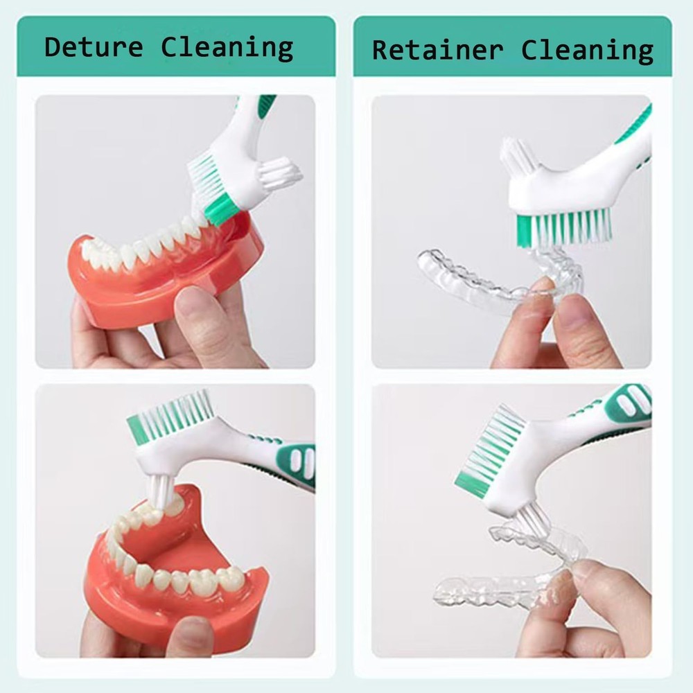 7PCS Denture Bath Case Cup Kit Denture Brush Kit False Teeth Cleaning Tools w...