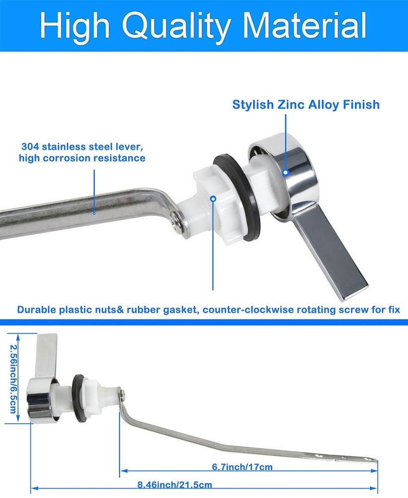 Toilet Flush Handle Replacement, Universal Side Mount Tank Lever Fit for Kohl...