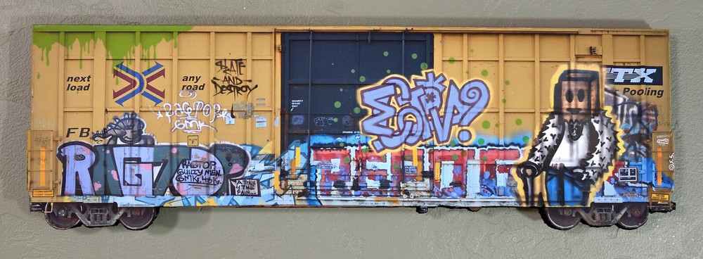 Train Graffiti series, Sandy Sanders, "Game Boy" (small version) 19" x 7", $375