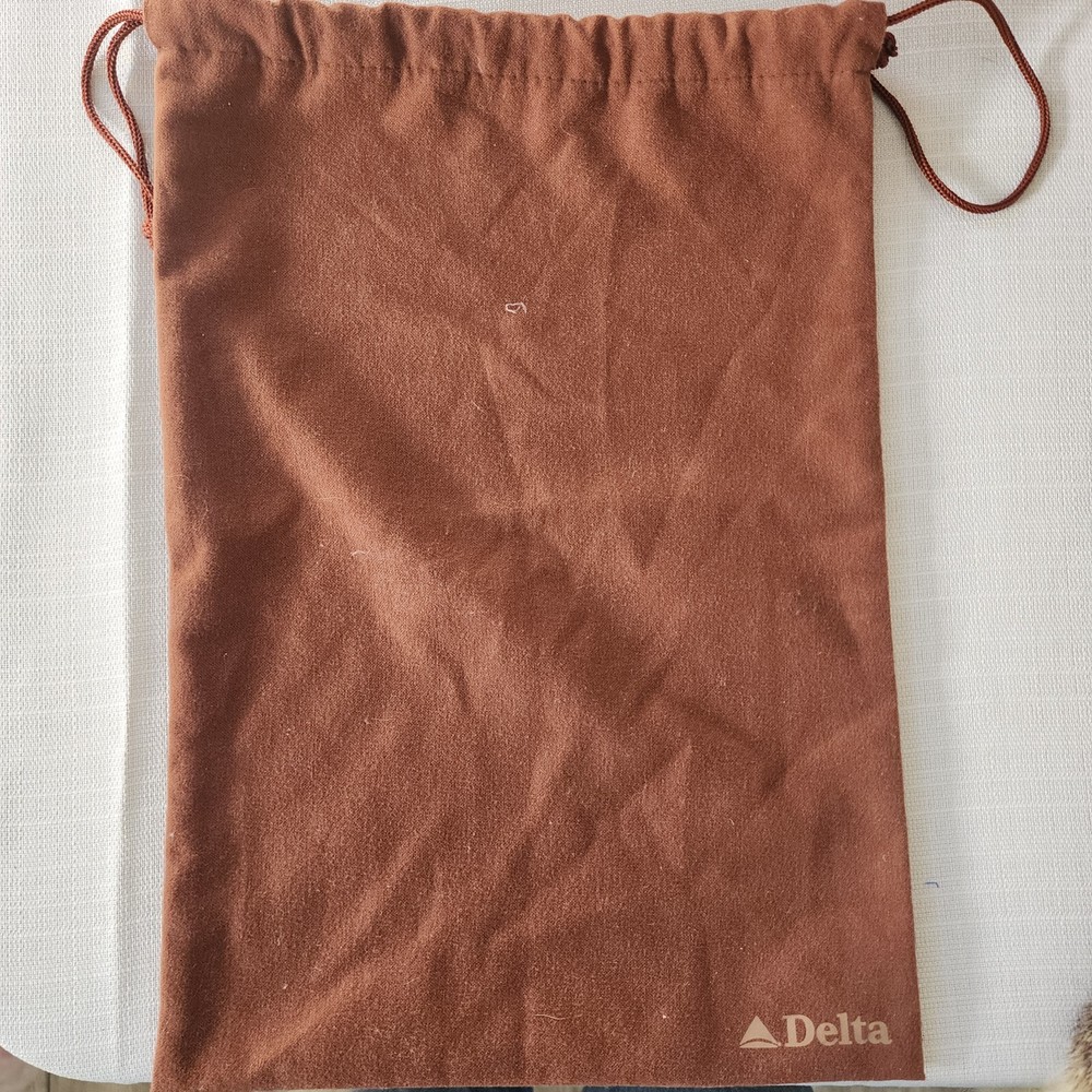 Delta Airlines Brown Velour Pouch Drawstring 10" x 14"
