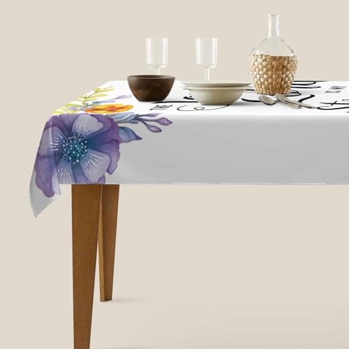 Table Cloth for Rectangle Table 84" x 60" (Rectangular) Flower Modern Quartz