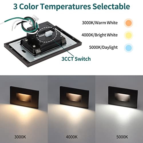 120V Dimmable LED Step Lights, 3000K/4000K/5000K Selectable, 3.5W 175lm 4-Pack