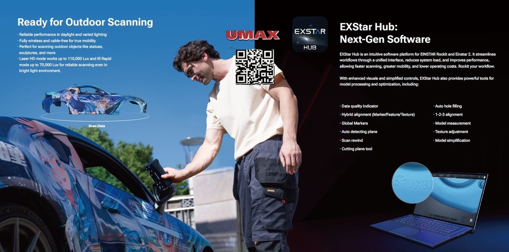 EINSTAR Rockit Wireless Handheld 3D Scanner 0.05mm HD Resolution, IR VCSEL Scan