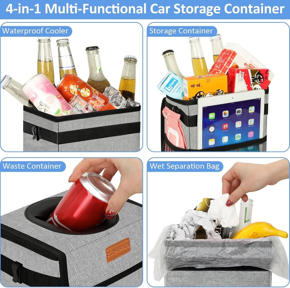 Hanging Car Trash Can Leakproof Back / Front Seat Garbage Bin Interior Accessory