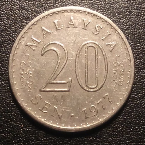 1977 Malaysia 20 Sen Coin