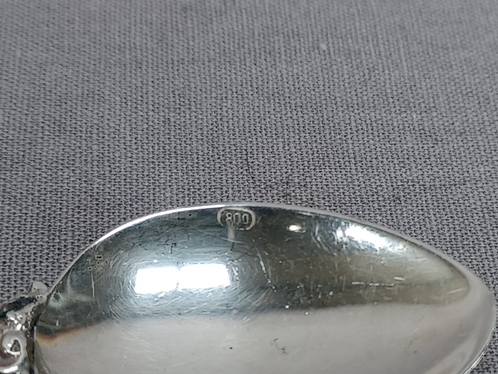 Antique Italian Romulus & Remus She Wolf Rome 800 Silver Spoon