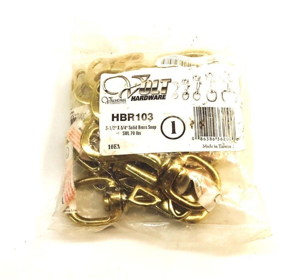 (10 pack) Volt Hardware Solid Brass Snaps, Swivel, 70lbs 3-1/2" x 3/4"
